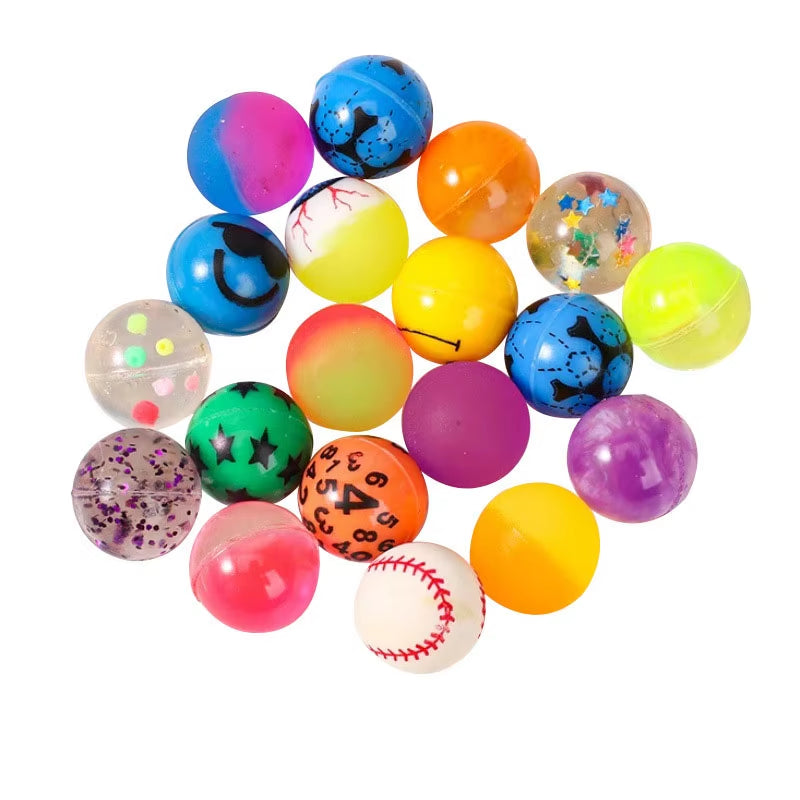 Elastic Ball Rubber Jump Ball Rainbow Two-Color Matte Solid Elastic Ball Colored Float Ball Fun Ball Egg Twisting Machine Toy
