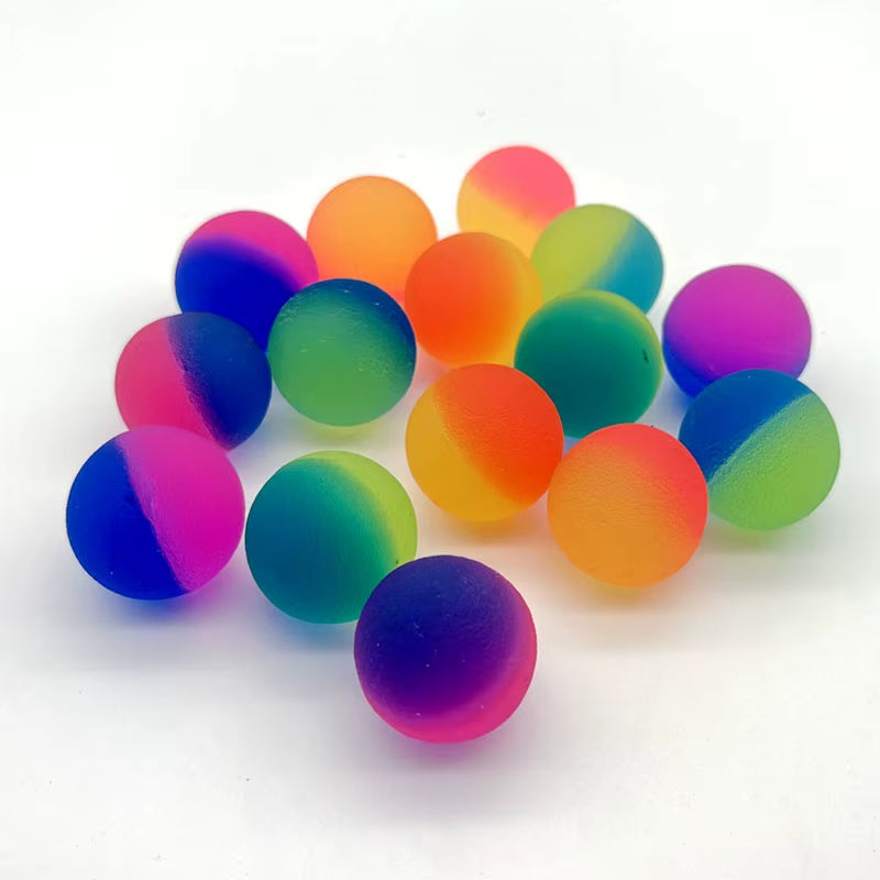 Elastic Ball Rubber Jump Ball Rainbow Two-Color Matte Solid Elastic Ball Colored Float Ball Fun Ball Egg Twisting Machine Toy