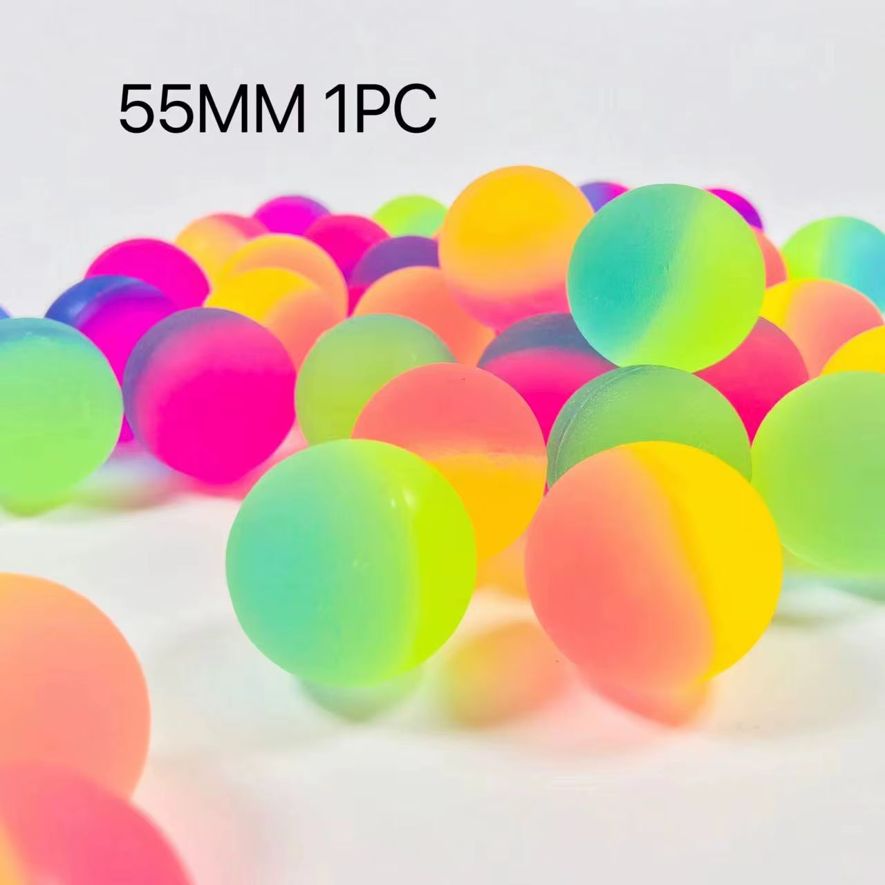 Elastic Ball Rubber Jump Ball Rainbow Two-Color Matte Solid Elastic Ball Colored Float Ball Fun Ball Egg Twisting Machine Toy