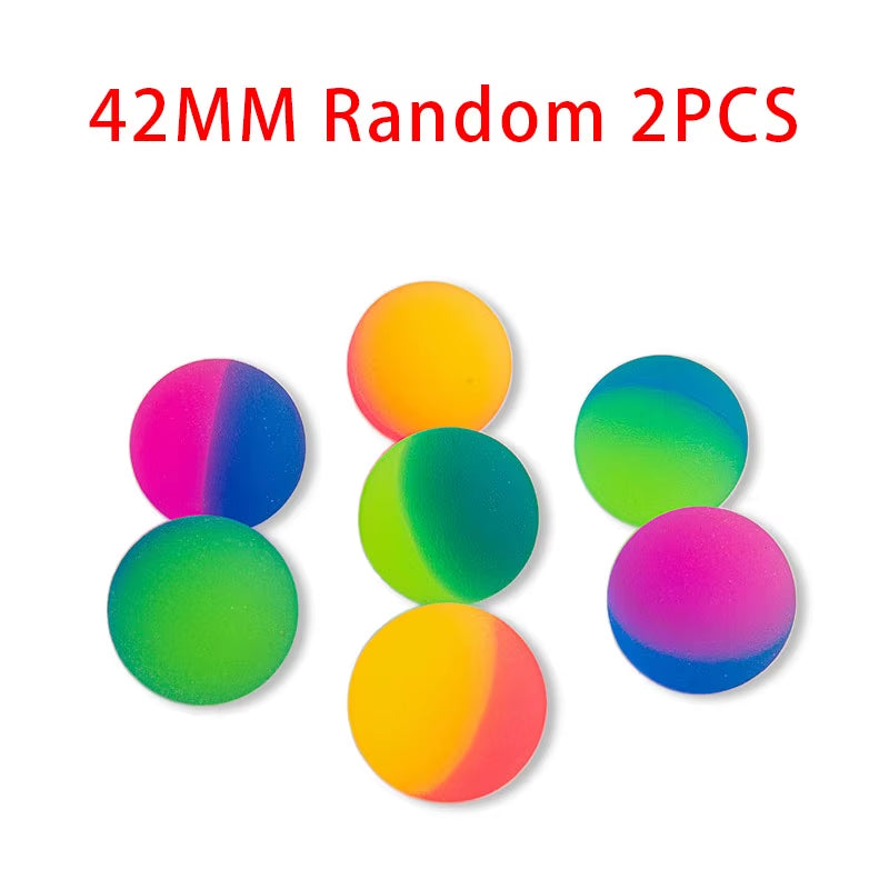 Elastic Ball Candy Color Rubber Jump Ball Dual Color Matte Solid Elastic Ball Rainbow Colorful Floating Water Ball Fun Ball Toy