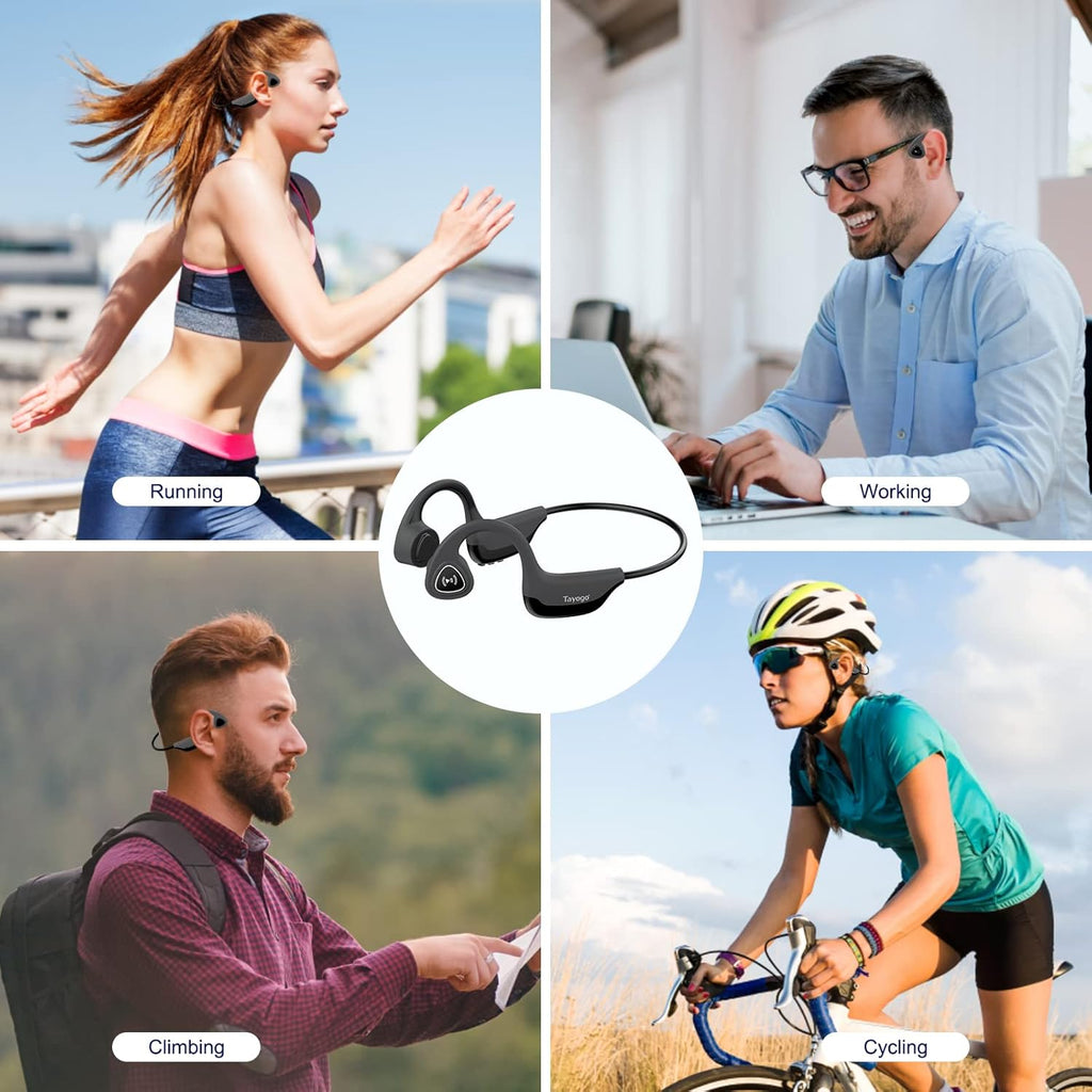 Bone Conduction Headphones, Wireless Bluetooth Bone Conducting Earbuds, Open Ear Headset with Mic, for Running, Cycling, Yoga-Grey (Almost Like-New)