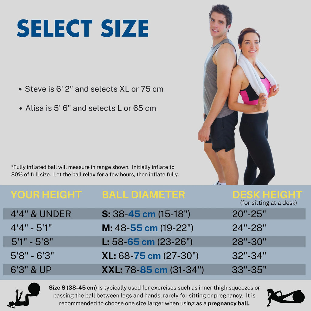 Ball Exercise Ball for Stability, Therapy Ball Workout Ball or Birthing Ball for Pregnancy (Lime, 65 Cm)