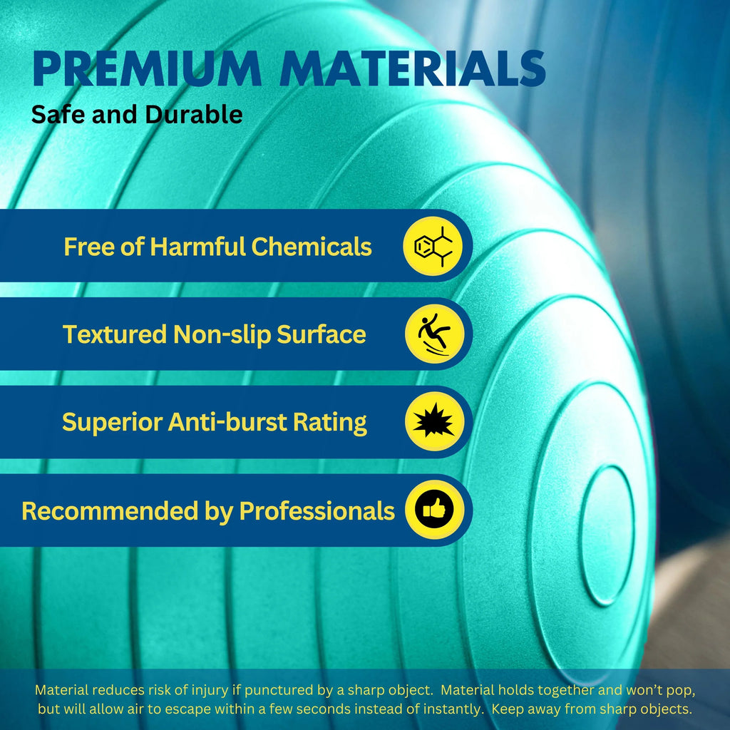 Ball Exercise Ball for Stability, Therapy Ball Workout Ball or Birthing Ball for Pregnancy (Lime, 65 Cm)