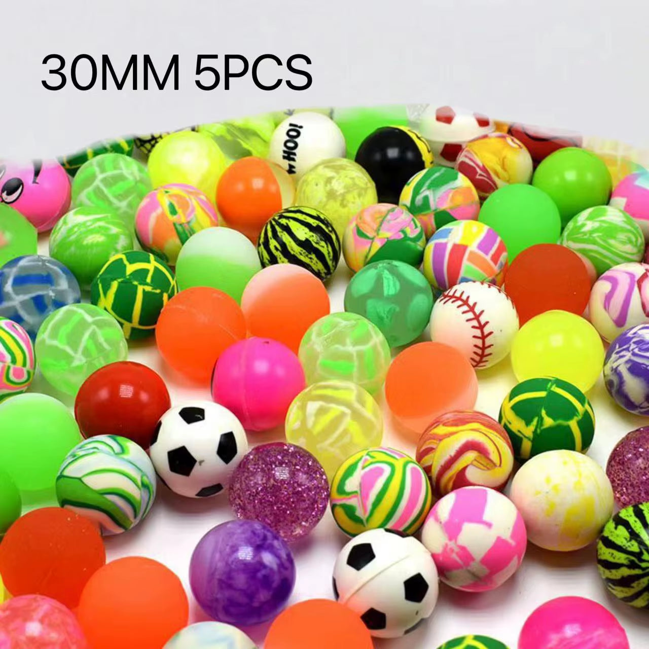 Elastic Ball Rubber Jump Ball Rainbow Two-Color Matte Solid Elastic Ball Colored Float Ball Fun Ball Egg Twisting Machine Toy