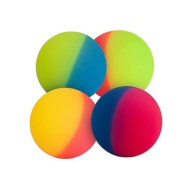 Elastic Ball Rubber Jump Ball Rainbow Two-Color Matte Solid Elastic Ball Colored Float Ball Fun Ball Egg Twisting Machine Toy