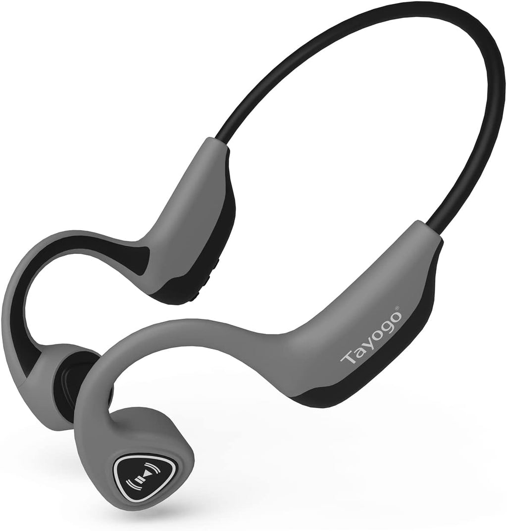 Bone Conduction Headphones, Wireless Bluetooth Bone Conducting Earbuds, Open Ear Headset with Mic, for Running, Cycling, Yoga-Grey (Almost Like-New)
