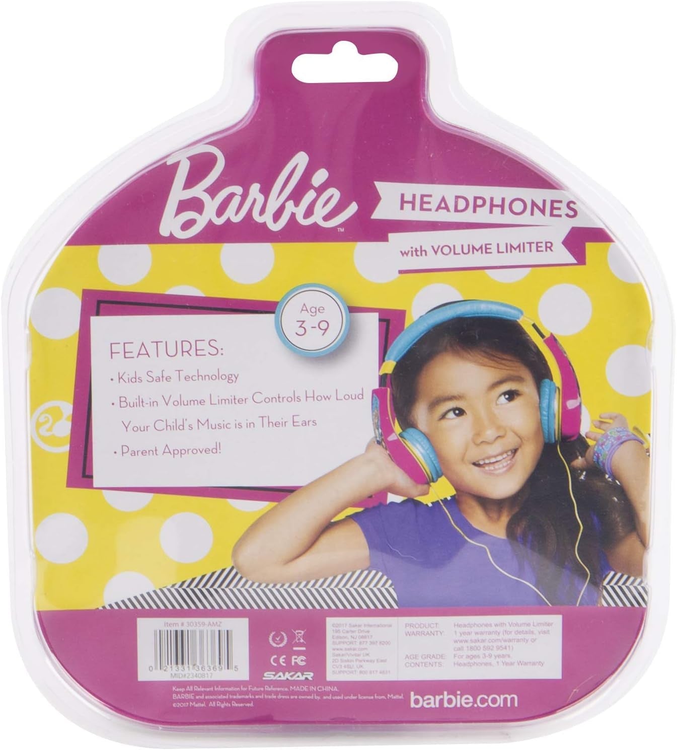 30359-TRU Batman Kid Safe over the Ear Headphone W/ Volume Limiter, Barbie Pink