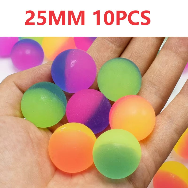 Elastic Ball Candy Color Rubber Jump Ball Dual Color Matte Solid Elastic Ball Rainbow Colorful Floating Water Ball Fun Ball Toy