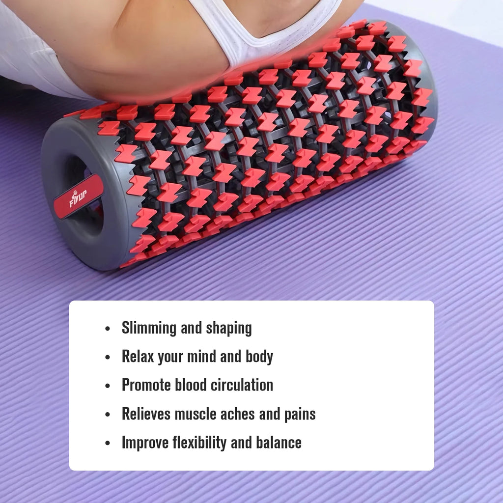 Retractable Exercise Foam Roller Muscle Therapy Massager Roller Exercise Equipment, Red