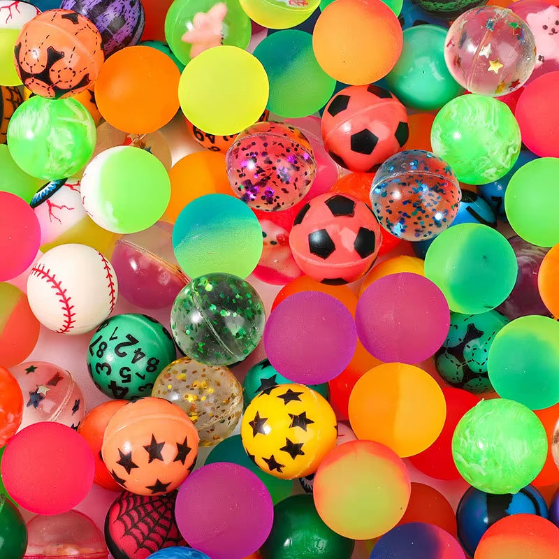 Elastic Ball Candy Color Rubber Jump Ball Dual Color Matte Solid Elastic Ball Rainbow Colorful Floating Water Ball Fun Ball Toy