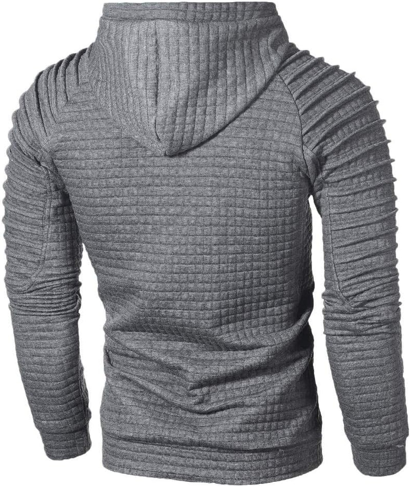 Plus Size Men Hoodie Hoody Sweatshirt Long Sleeve Pullover Winter Top (Dark Gray,L)