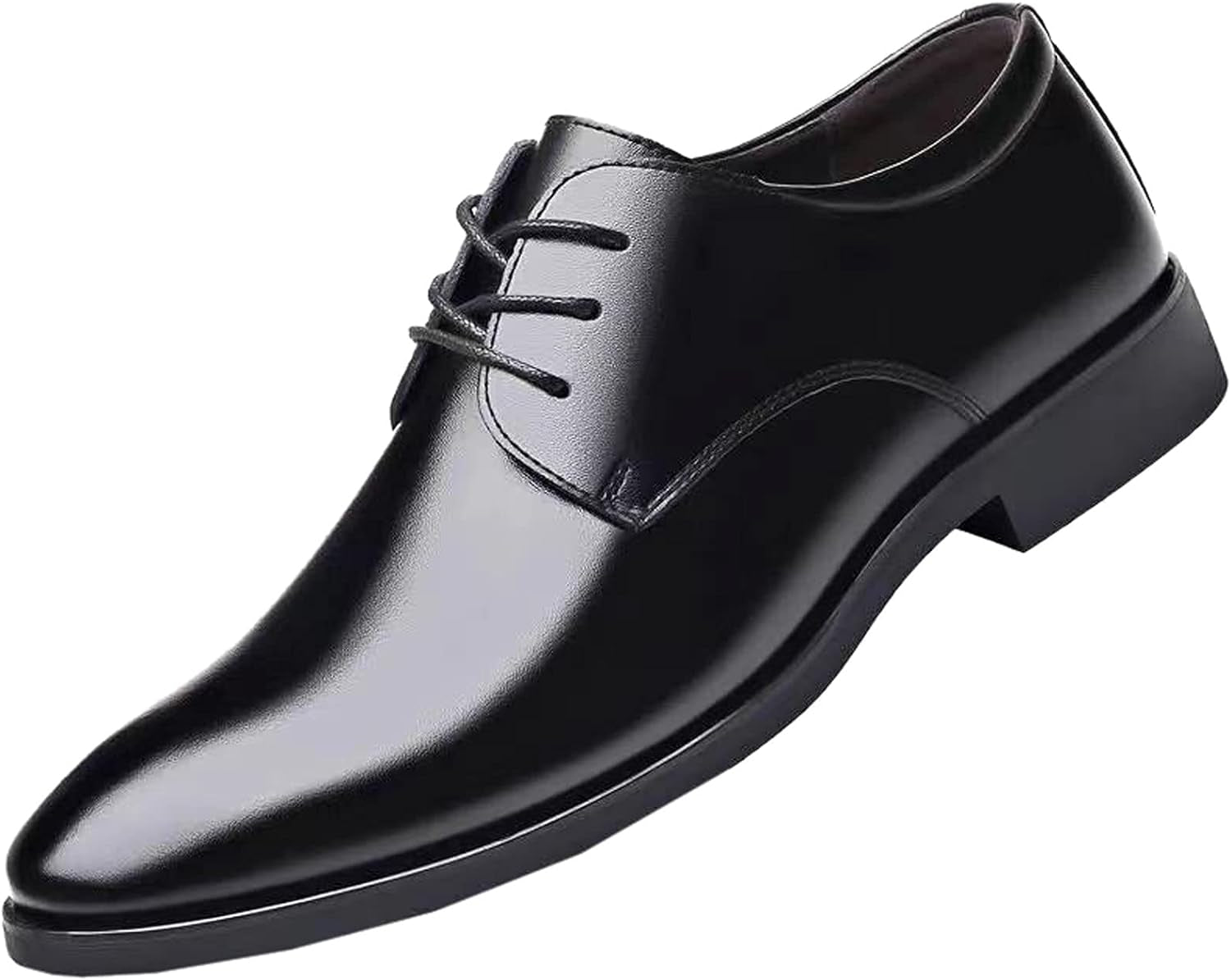 Men’S Fashion Handcrafted Casual Oxford Style Black Leather Full Brogue Derby Dress Lace up Shoe W/Medallion, Open Lacing Section, Wingtip Toe, & Chunky Wedged Heel