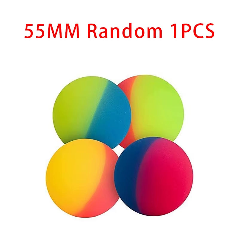 Elastic Ball Candy Color Rubber Jump Ball Dual Color Matte Solid Elastic Ball Rainbow Colorful Floating Water Ball Fun Ball Toy