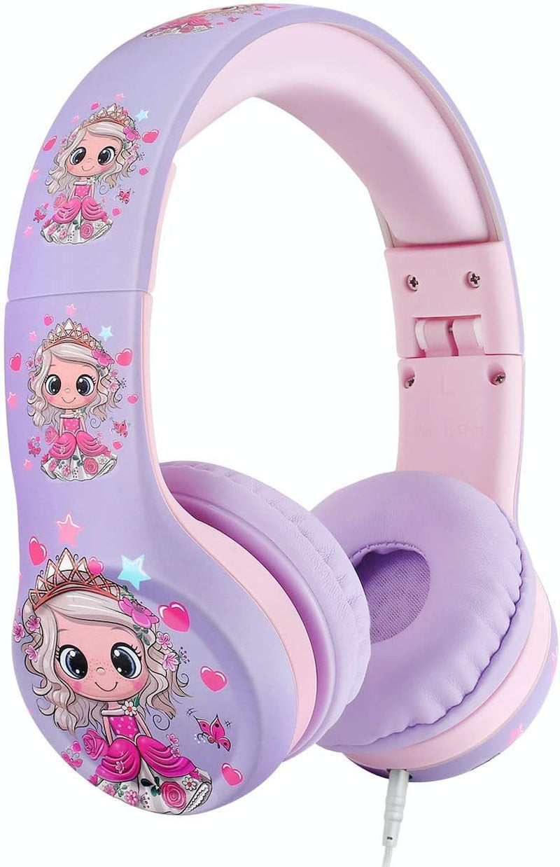 Kids Headphones Limited Volume Headphones for Kids Girls Children School Headphones Toddler Classroom over Head (Princess Girl)