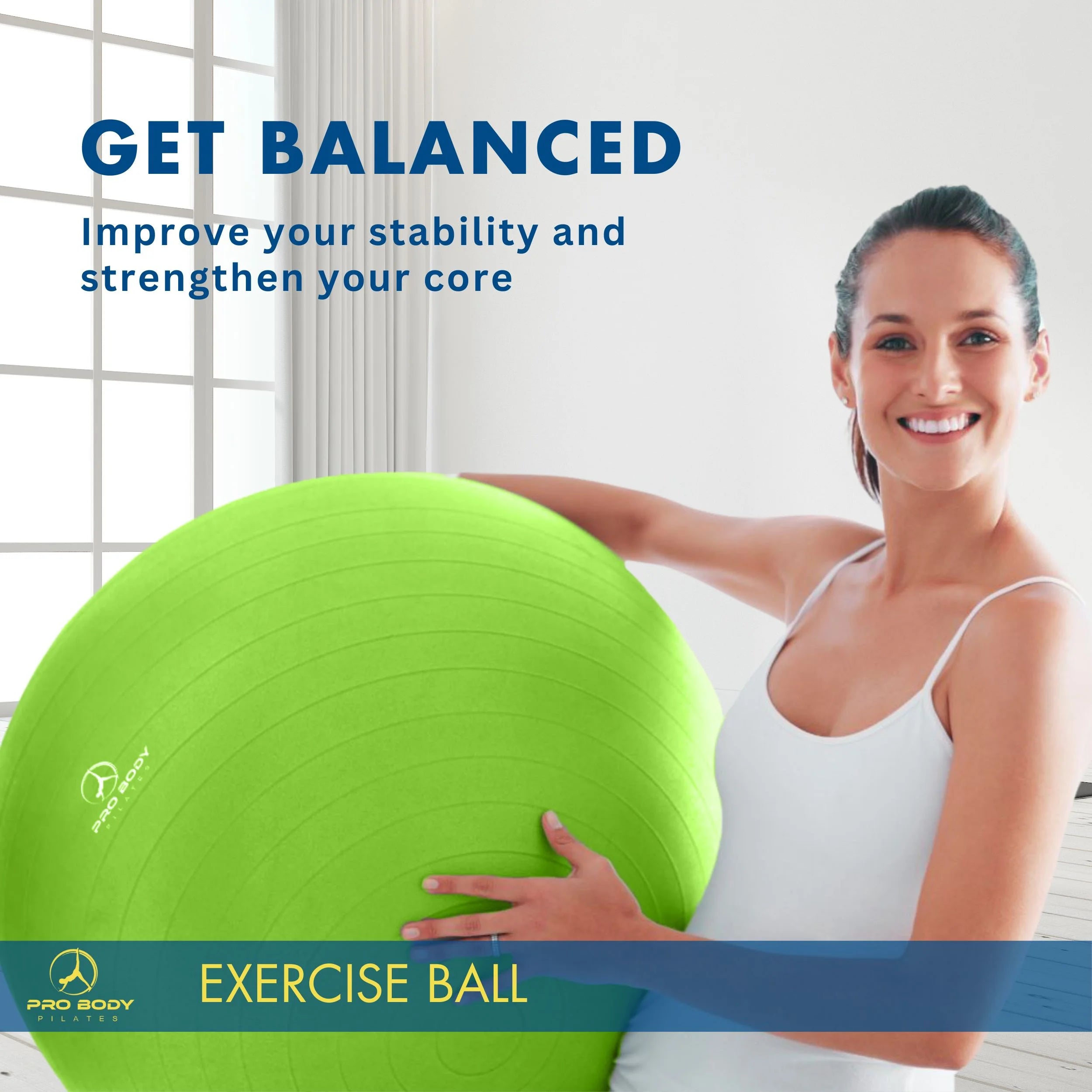 Ball Exercise Ball for Stability, Therapy Ball Workout Ball or Birthing Ball for Pregnancy (Lime, 65 Cm)